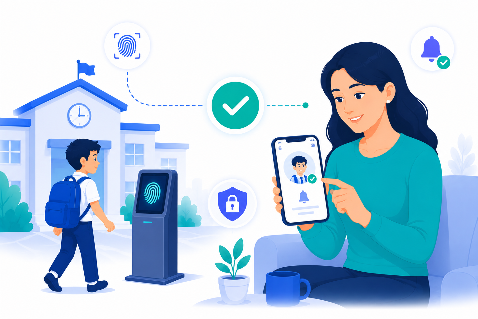 Detailed school attendance check-in panel and summaries