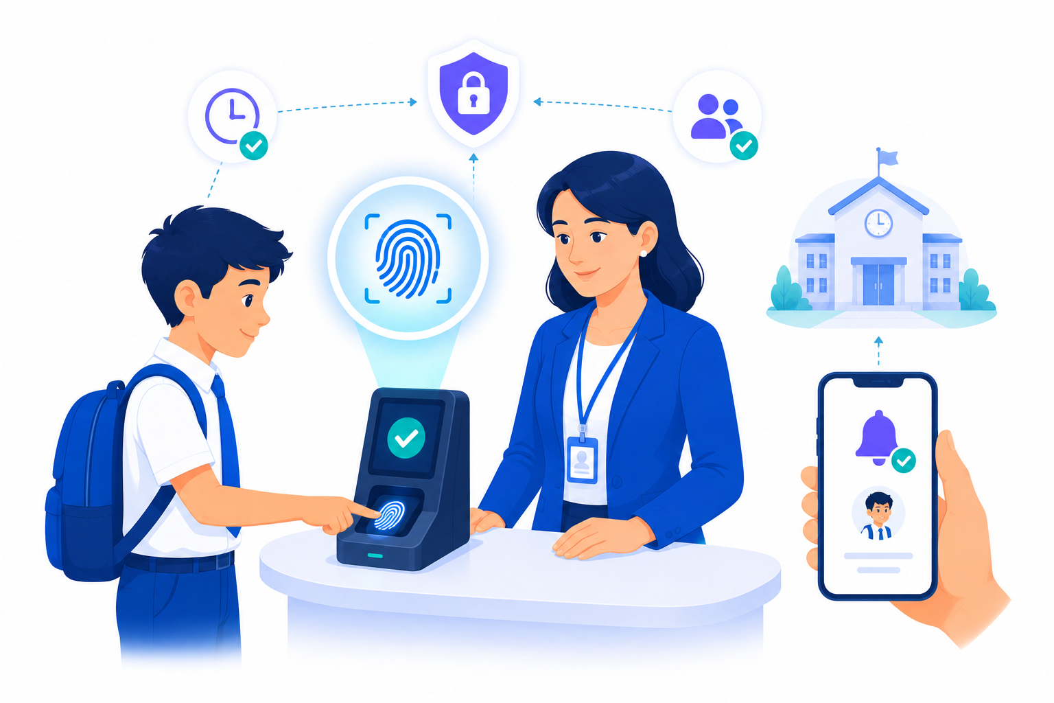 Biometric synchronization with security gates in schools