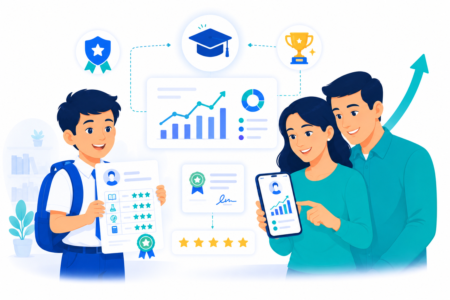 Report card generator showing subject marks and GPA