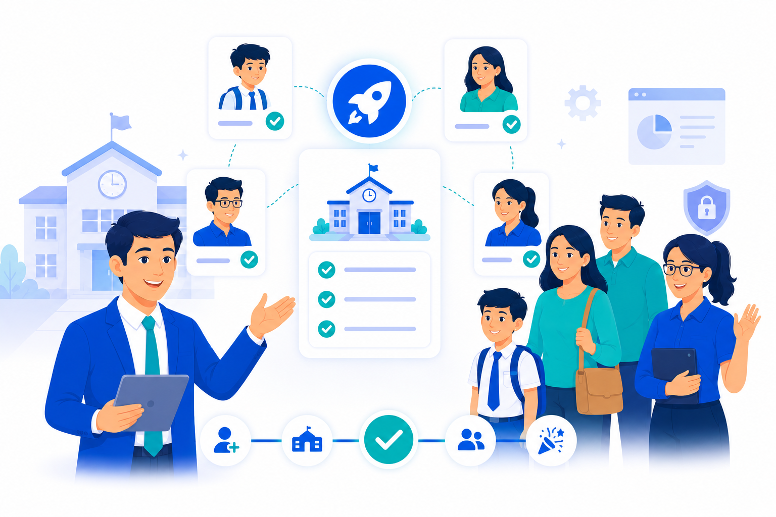 Guided setup wizard onboarding teachers and students smoothly