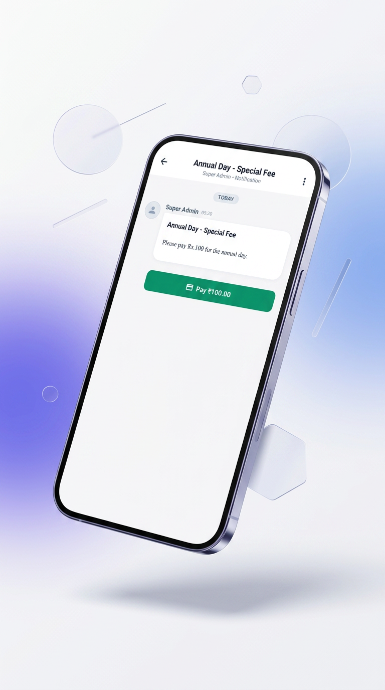Parent app fee payment request with pay action.