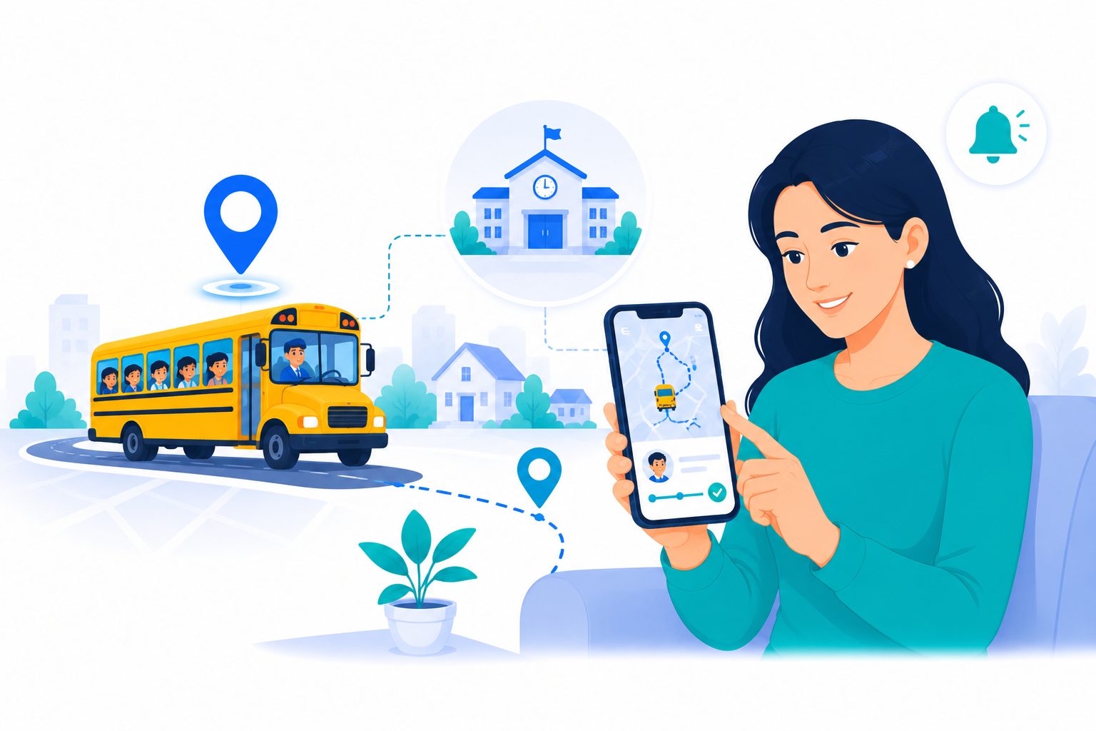 Parent following a school bus route on the ConnectEdu app