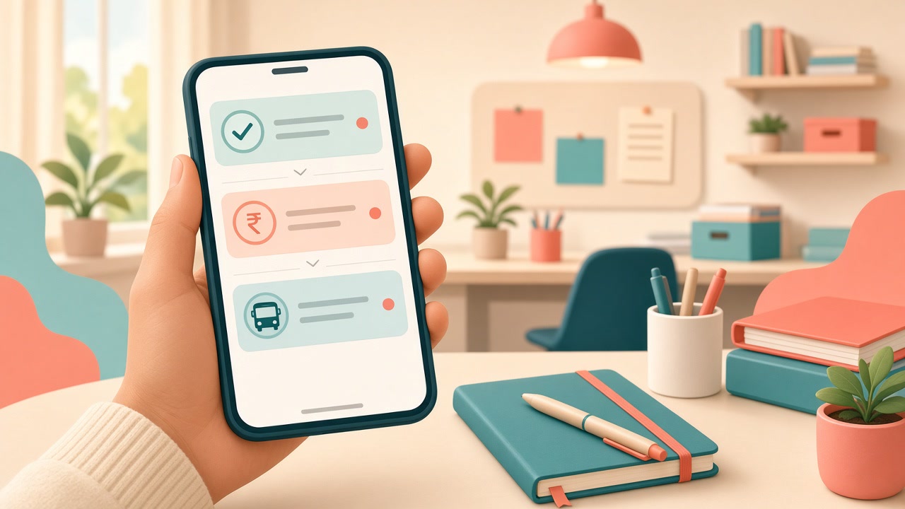 Structured school parent communication alerts on phone and school office view